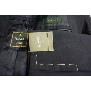 Isaia Sirio A Solid Blue S120s Wool 2 Pc Suit Jacket Pants 44R BRAND NEW